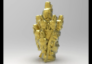 オリジナルデザインの十一面観音さん仏頭