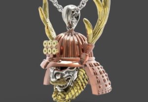 真田幸村の赤備えの兜をモチーフにしたペンダント