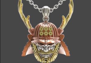 真田幸村の赤備えの兜をモチーフにしたペンダント