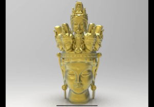 オリジナルデザインの十一面観音さん仏頭