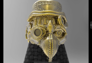 ペストマスクをスチームパンク風にアレンジした真鍮製のリング