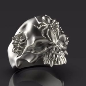 表面に蜘蛛をデザインしたスパイダースカルリング