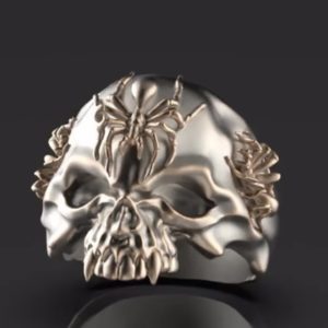 表面に蜘蛛をデザインしたスパイダースカルリング