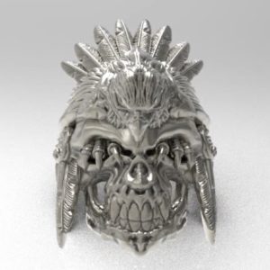 頭にイーグルが乗ったインディアン・スカルリング