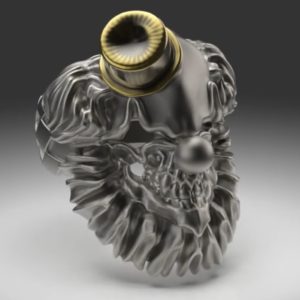 ピエロの顔をデザインしたシルバーアクセサリーのスカル(頭骸骨)リング