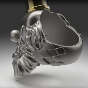 ピエロの顔をデザインしたシルバーアクセサリーのスカル(頭骸骨)リング