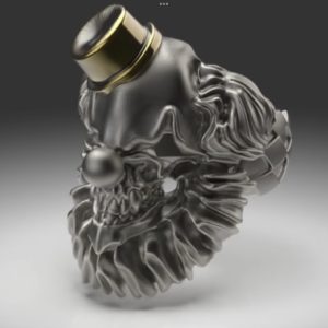 ピエロの顔をデザインしたシルバーアクセサリーのスカル(頭骸骨)リング