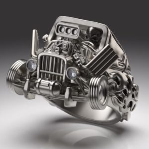 v8エンジンのHOTRODカスタムカーをモチーフにしたオリジナルリング