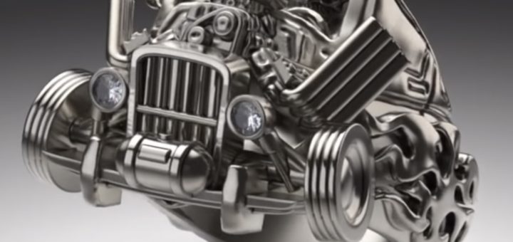 v8エンジンのHOTRODカスタムカーをモチーフにしたオリジナルリング