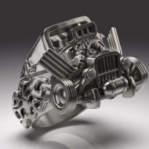 v8エンジンのHOTRODカスタムカーをモチーフにしたオリジナルリング