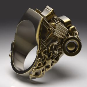v8エンジンのHOTRODカスタムカーをモチーフにしたオリジナルリング