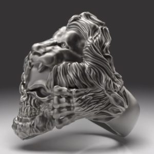 ライオンの毛皮を着たローマ皇帝コンモドゥスをモチーフにしたスカル(頭蓋骨)リング