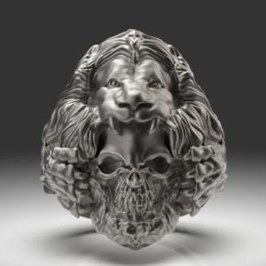 ライオンの毛皮を着たローマ皇帝コンモドゥスをモチーフにしたスカル(頭蓋骨)リング