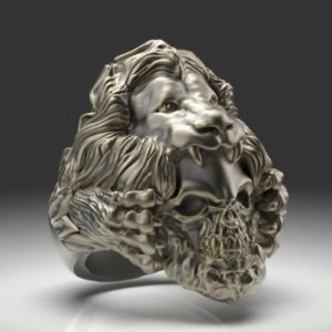 ライオンの毛皮を着たローマ皇帝コンモドゥスをモチーフにしたスカル(頭蓋骨)リング