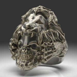 ライオンの毛皮を着たローマ皇帝コンモドゥスをモチーフにしたスカル(頭蓋骨)リング