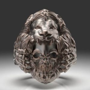 ライオンの毛皮を着たローマ皇帝コンモドゥスをモチーフにしたスカル(頭蓋骨)リング