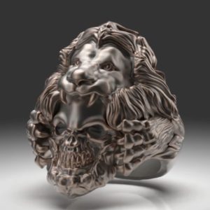 ライオンの毛皮を着たローマ皇帝コンモドゥスをモチーフにしたスカル(頭蓋骨)リング