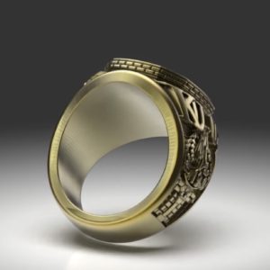 多数の大学・大学院のロゴや建物の図像情報を盛り込んだカレッジリング