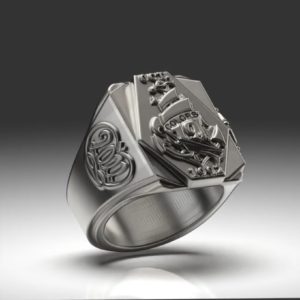 帆船モチーフの印台型カレッジリング