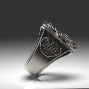 帆船モチーフの印台型カレッジリング