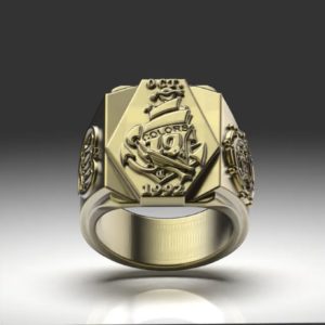 帆船モチーフの印台型カレッジリング