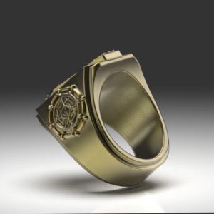 帆船モチーフの印台型カレッジリング